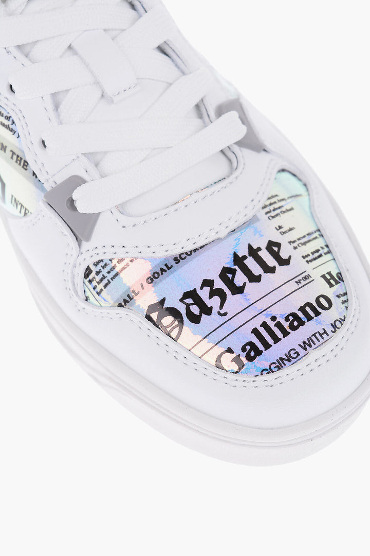 John Galliano Faux Leather Low-Top Sneakers with Iridescent Details