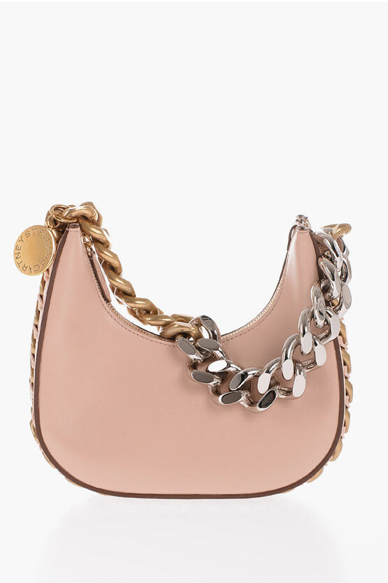 Stella McCartney Faux Leather Mini Hobo Bag with Two-Tone Chain Detail