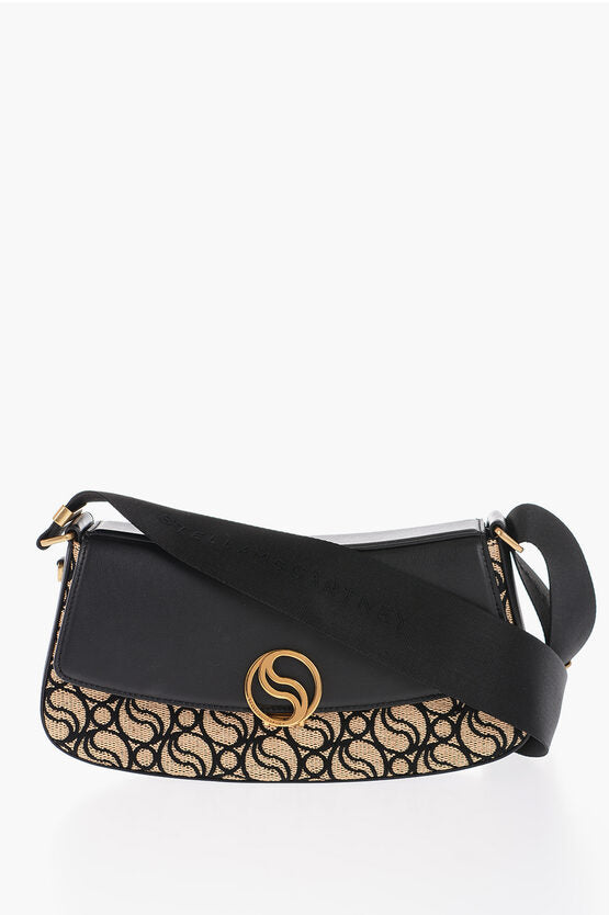 Stella McCartney Faux Leather Shoulder Bag with Rafia Detail