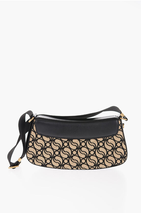 Stella McCartney Faux Leather Shoulder Bag with Rafia Detail