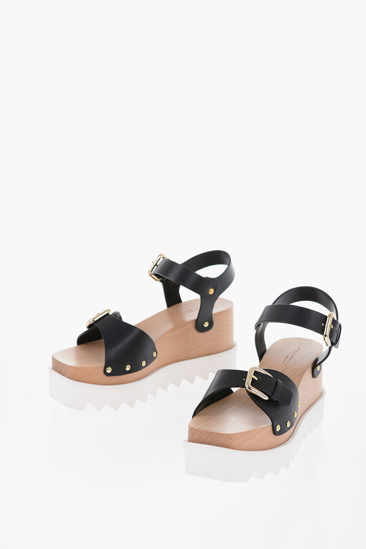 Stella McCartney Faux Leather Wedged Sandals Embellished with Studs 8 cm