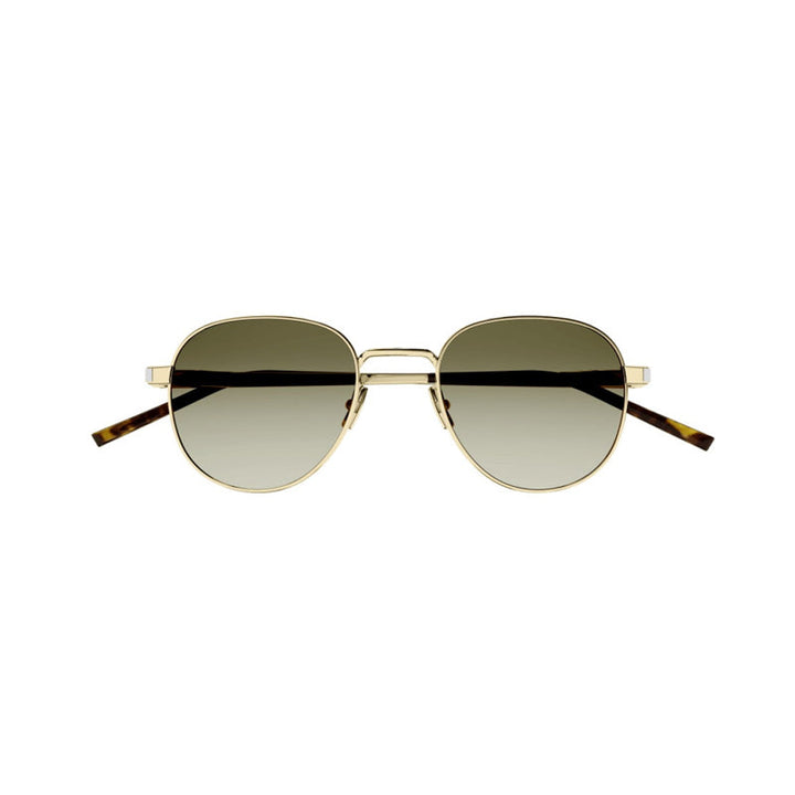 Saint Laurent Sunglasses Round Full Rim, Gold Frame And Brown Gradient Lens