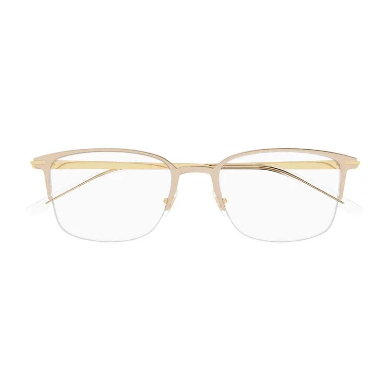 Montblanc Eyeglasses Rectangle Semi Rim, Gold Frame And Clear Demo Lenses Lens Mb0234Ok001