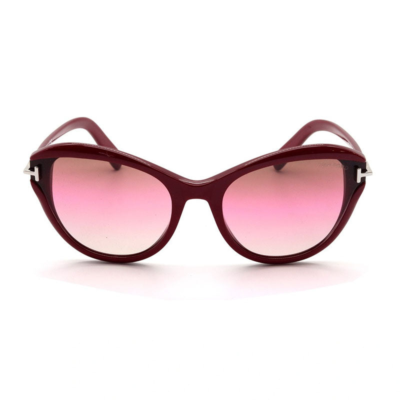 Tom Ford Sunglasses Cat Eye Full Rim, Shiny Bordeaux Frame and Brown Gradient Lens FT085069F