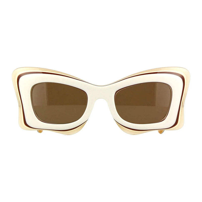 Loewe Sunglasses Cat Eye Full Rim, Shiny Ivory/Brown Frame and Brown Lens LW40140U25E