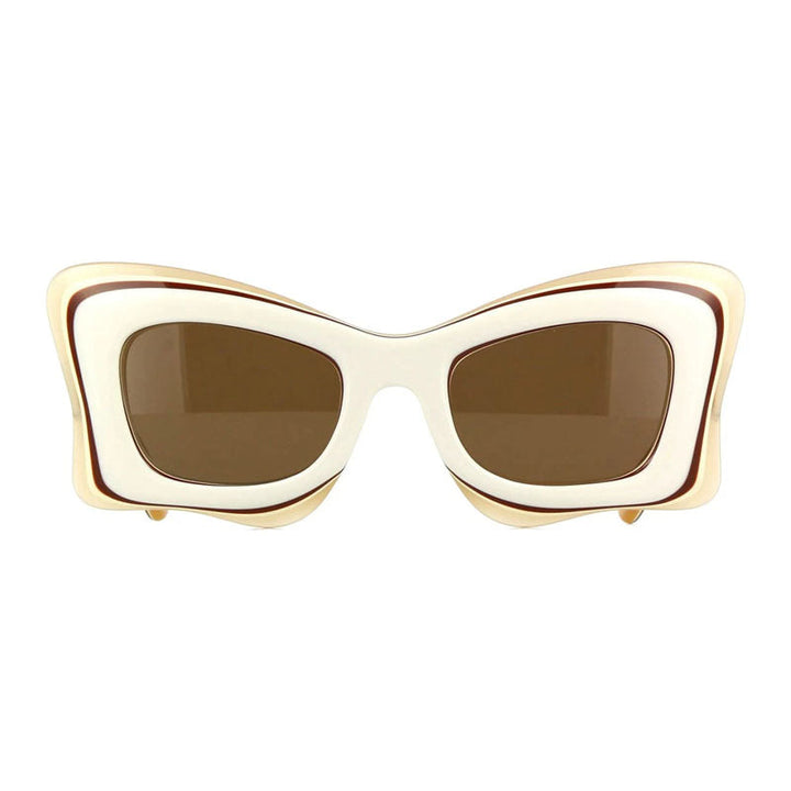 Loewe Sunglasses Cat Eye Full Rim, Shiny Ivory/Brown Frame and Brown Lens LW40140U25E
