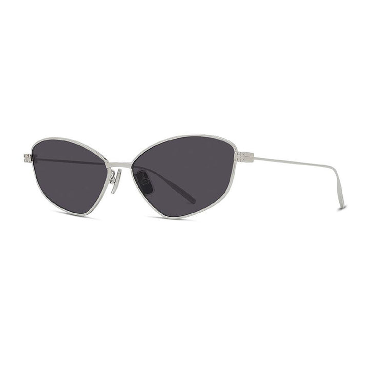Givenchy Cat Eye Full Rim, with a Shiny Palladium frame and Grey lens.