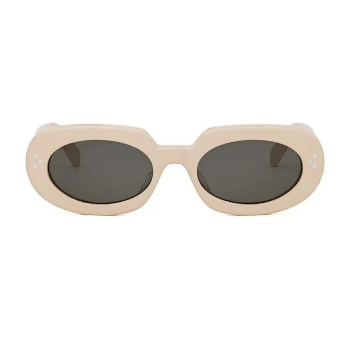Celine Sunglasses Oval Full Rim, Shiny Ivory Frame And Smoke Lens Cl40276U25A