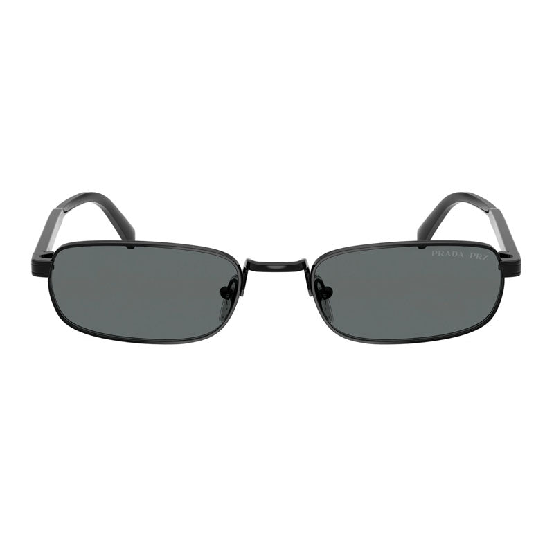 Prada Sunglasses Rectangle Full Rim, Black Frame and Dark Grey Polarized Lens PRB54S1AB5Z1