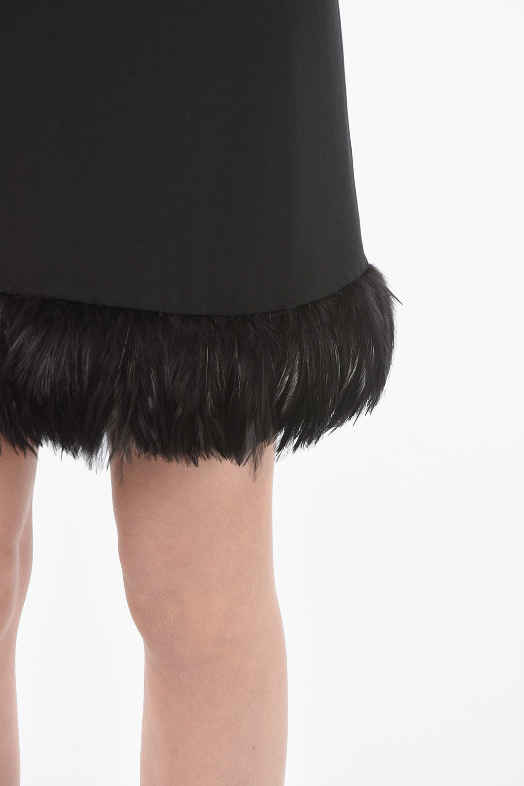 Saint Laurent Feathered Bottom Satin Halter Dress