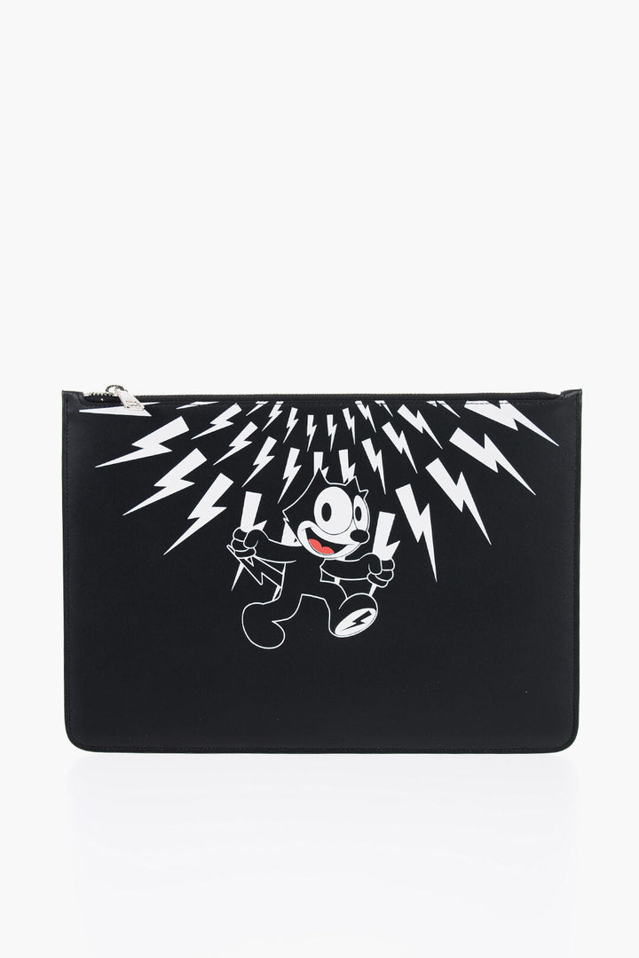 Neil Barrett FELIX THE CAT' Leather Pouch With Contrast Print