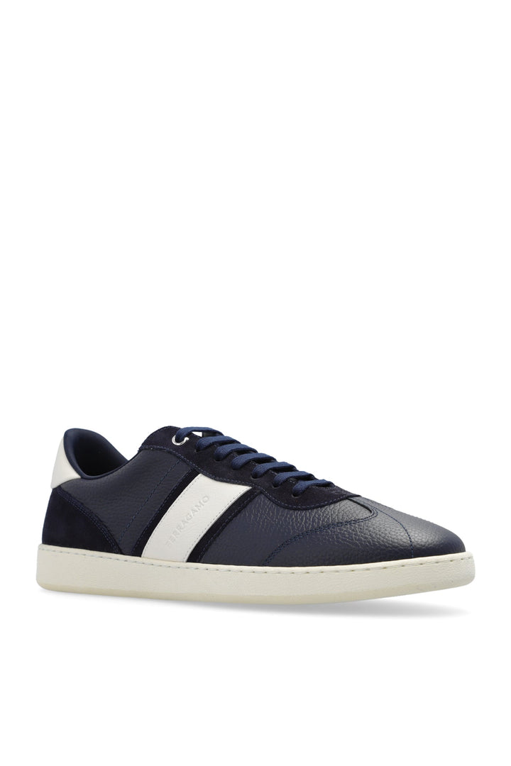 Shoes - Ferragamo Achille 1 Low Top Sneaker In Blue Marine - 763471 - 11 - Ask Me Wear