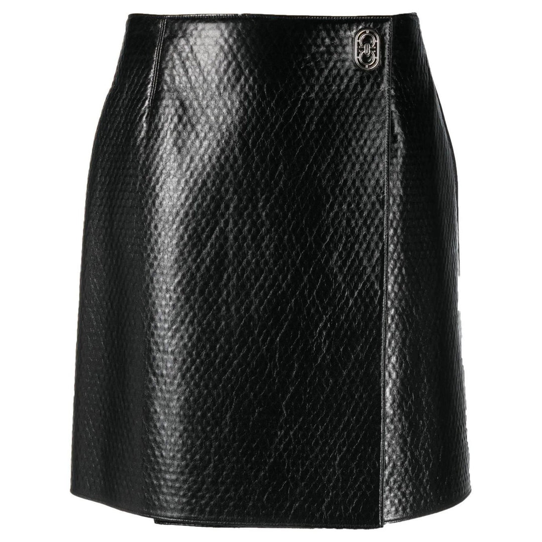 Clothing - Skirts - Ferragamo Embossed Wrap Leather Skirt Black - 8057553878657 - Ask Me Wear