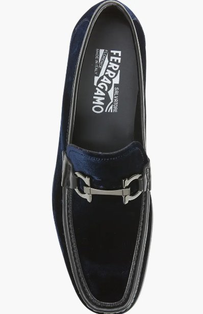  - FERRAGAMO Gandioso Blue Velvet Moccasin with Gancio Ornament (Men) - Ask Me Wear