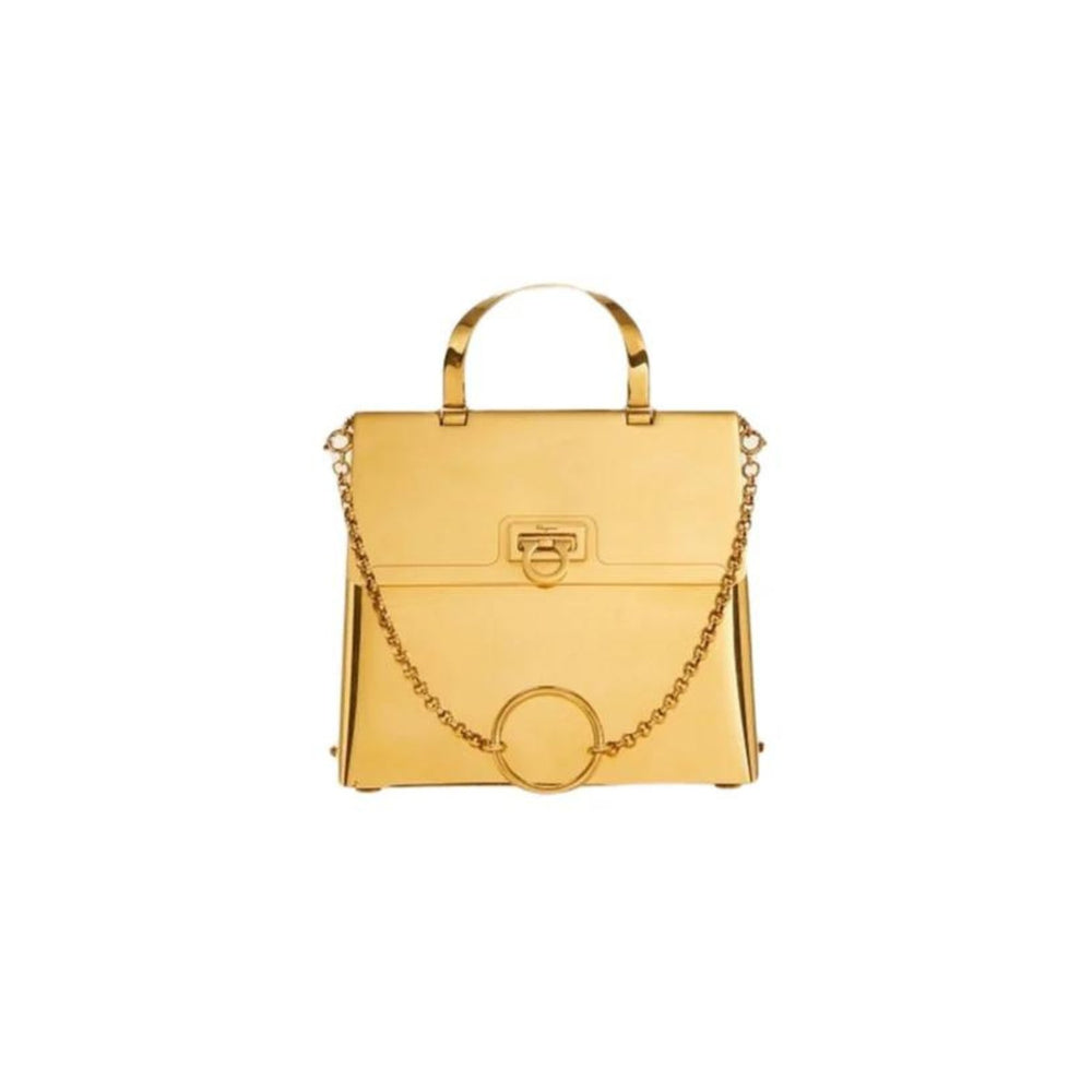 Bags - Ferragamo Trifolio Small Handbag Gold - 8057553702556 - Ask Me Wear