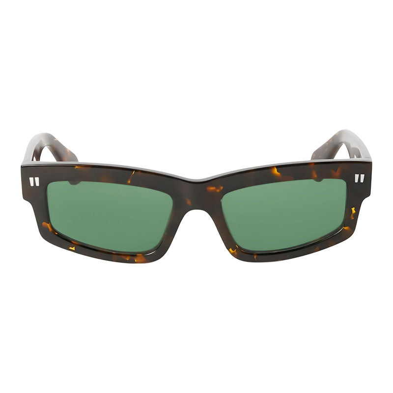 Off-White Sunglasses Rectangle Full Rim, Havana Frame and Green Lens OERI135MIRAMAR6055