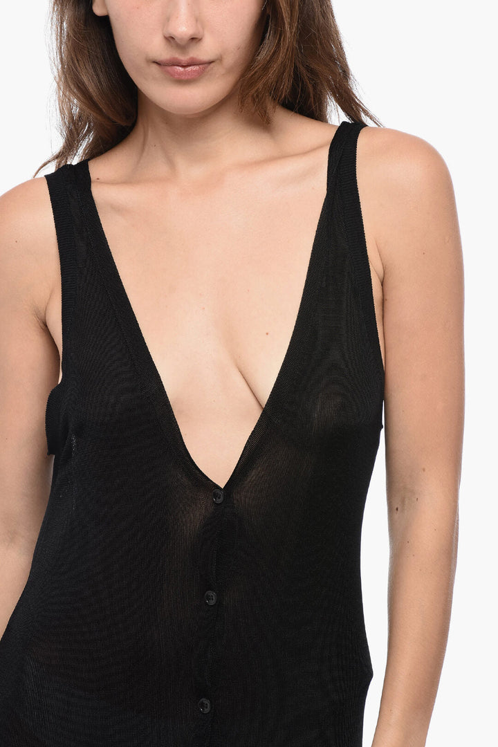 Saint Laurent Fine-knit Dress with V neckline