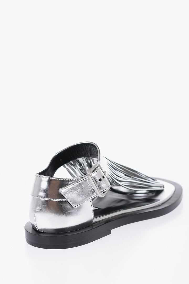 Jil Sander Fringed Leather Sandals With Buckle