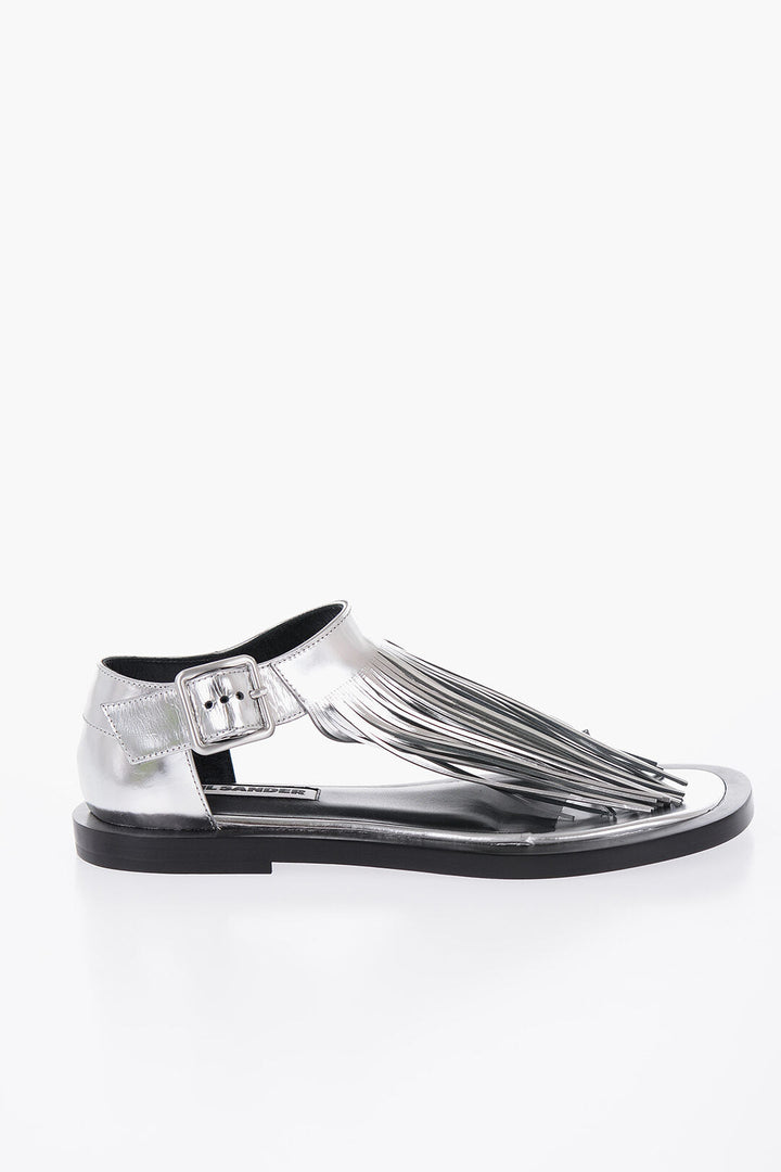 Jil Sander Fringed Leather Sandals With Buckle