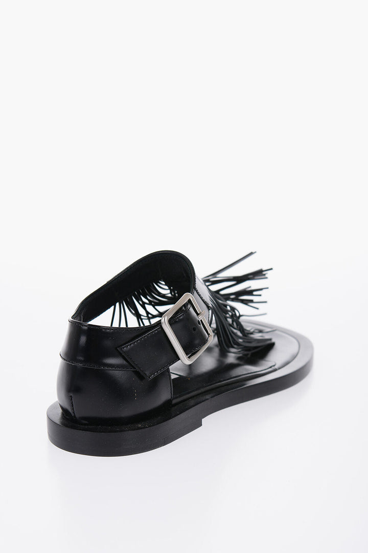 Jil Sander Fringed Leather Sandals With Buckle