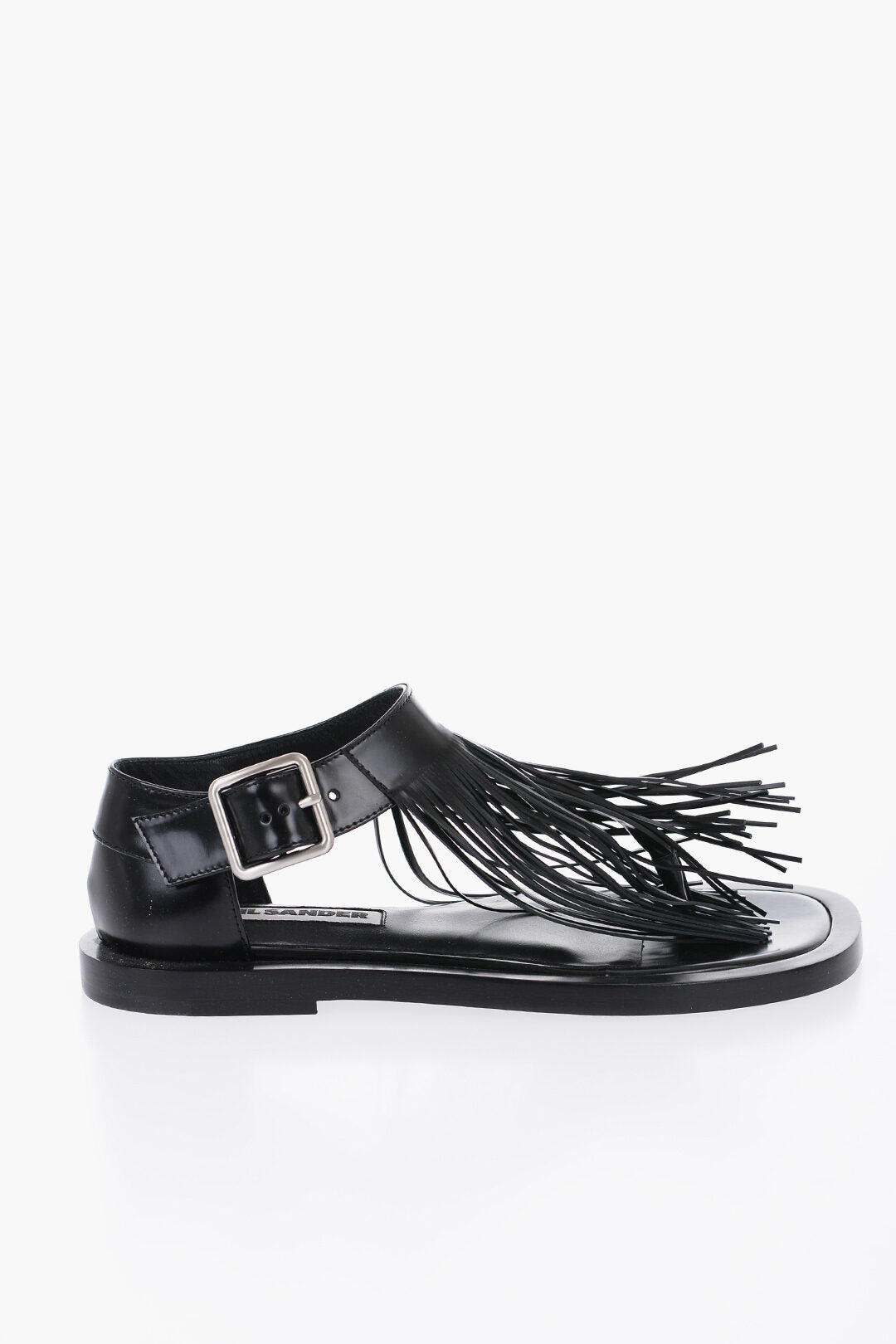 Jil Sander Fringed Leather Sandals With Buckle