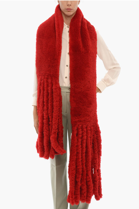 Bottega Veneta Fringed Shearling Scarf