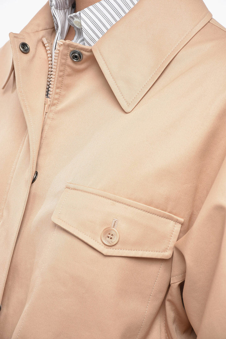 Burberry Front Zipped Cotton Parka with Buttons