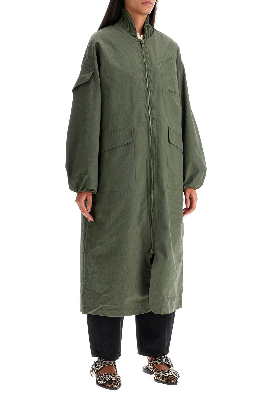 Clothing - Ganni Long Tech Seersucker Trench - 242671DCA000005 - 370 - xxs/xs - Ask Me Wear