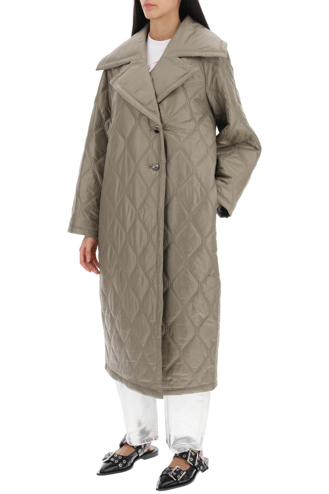 Clothing - Ganni Quilted Oversized Coat - 241671DCA000002 - 019 - 34 - Ask Me Wear