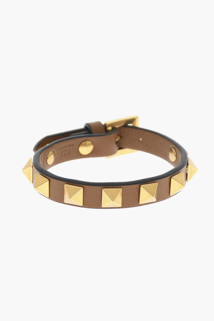 Valentino GARAVANI Leather Bracelet with Golden Studs