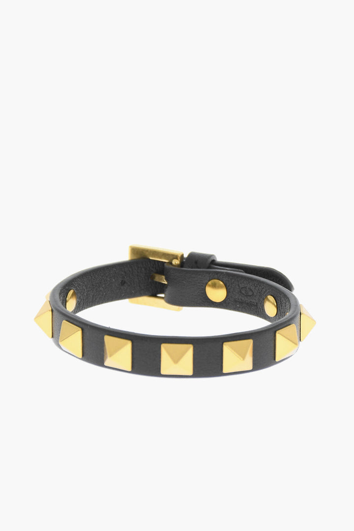 Valentino GARAVANI Leather Bracelet with Golden Studs