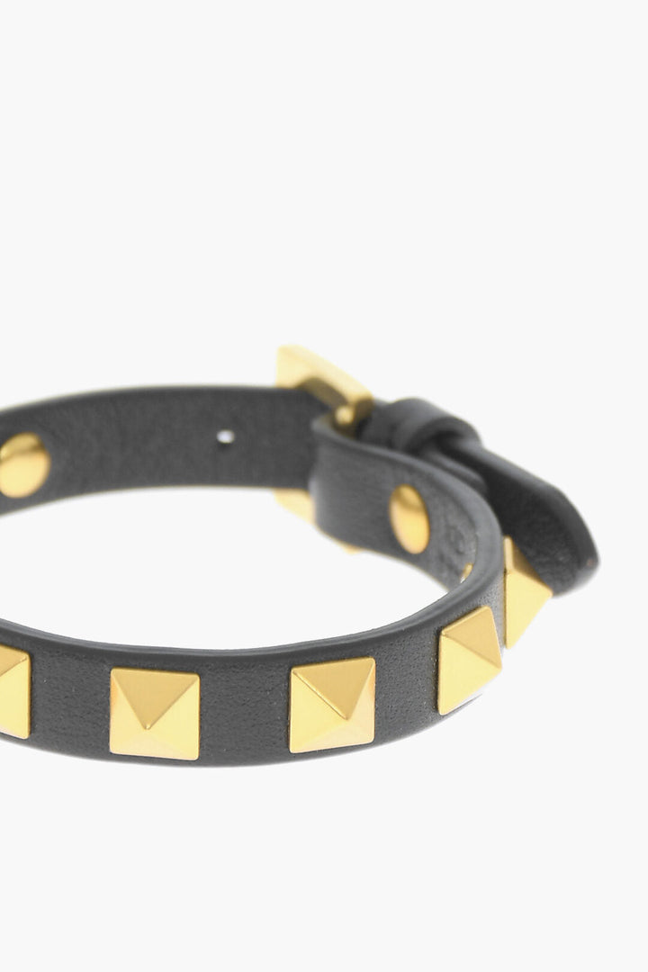 Valentino GARAVANI Leather Bracelet with Golden Studs