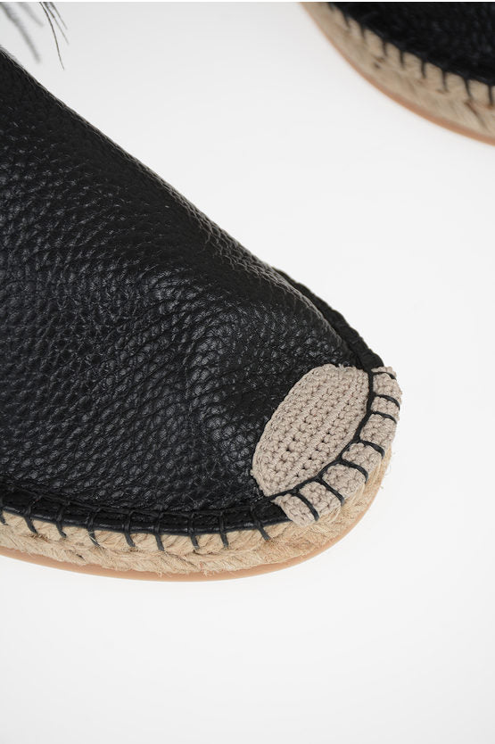 Valentino GARAVANI Leather Espadrilles with Feathers Application