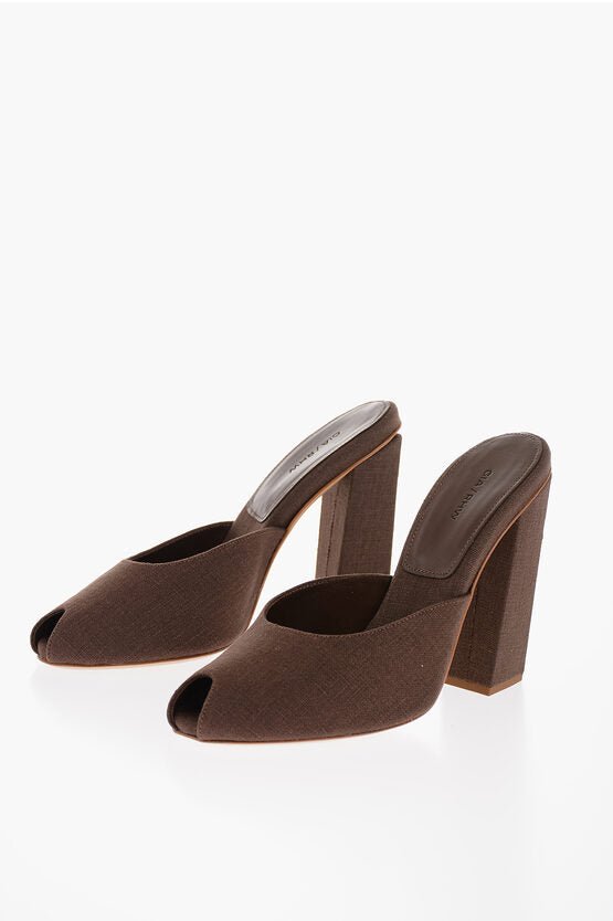 Shoes - Giaborghini GIA COUTURE Open Toe Linen ROSIE Mules 12cm - 8057760335721 - Ask Me Wear