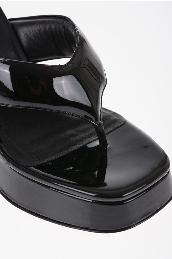 Shoes - Giaborghini GIA COUTURE Patent Leather GIA 17 Thong Mules with Chunky He - 8059575264371 - Ask Me Wear