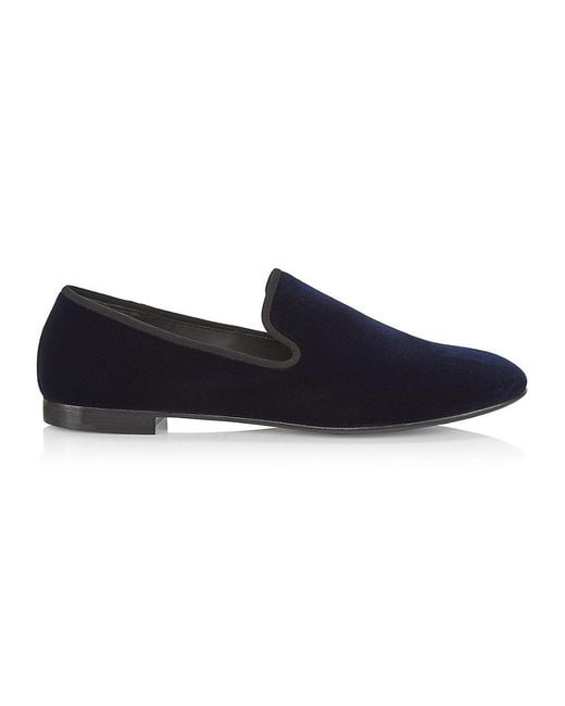 Giuseppe Zanotti Men's Blue Velvet Slip-On Loafers