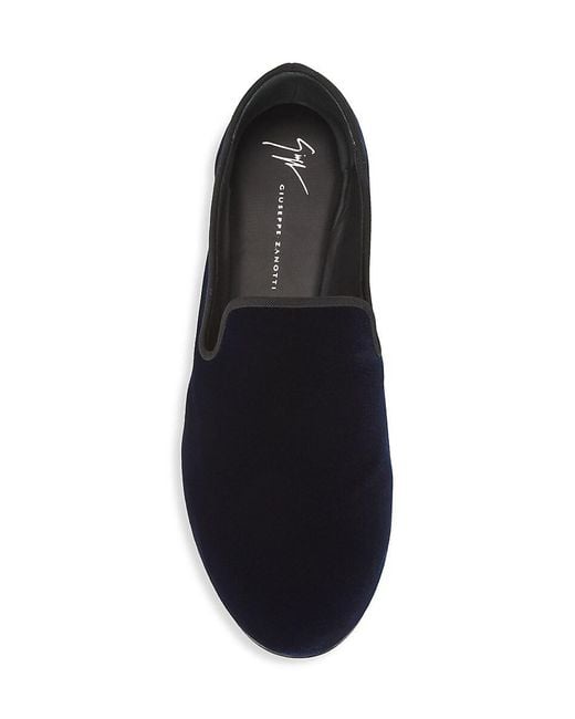 Giuseppe Zanotti Men's Blue Velvet Slip-On Loafers