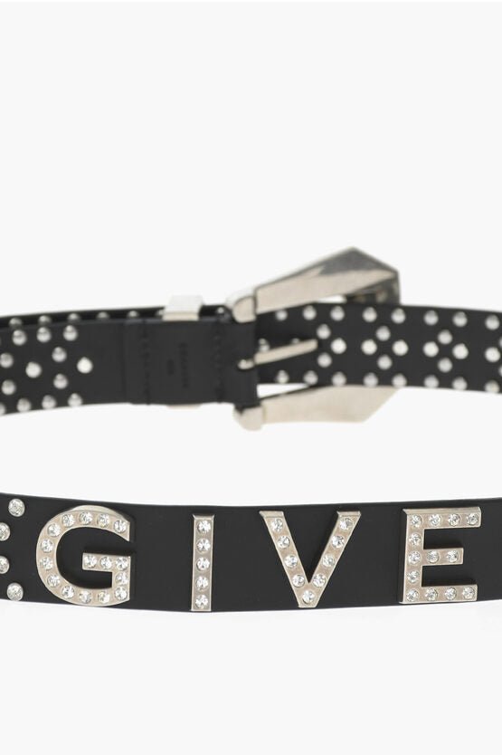 Accessories - Belts - Givenchy Studded and Rhinestone Leather Belt 35mm - 3617010273361 - Ask Me Wear