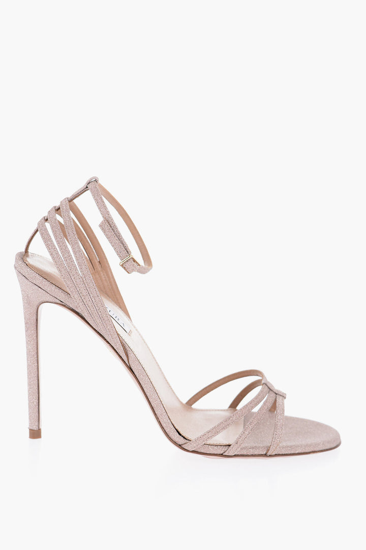 Aquazzura Glitter RUIA Ankle Strap Sandals with Heel 10,5cm