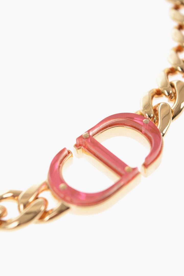 Dior Golden-Effect Chain Necklace with Maxi CD Monogram