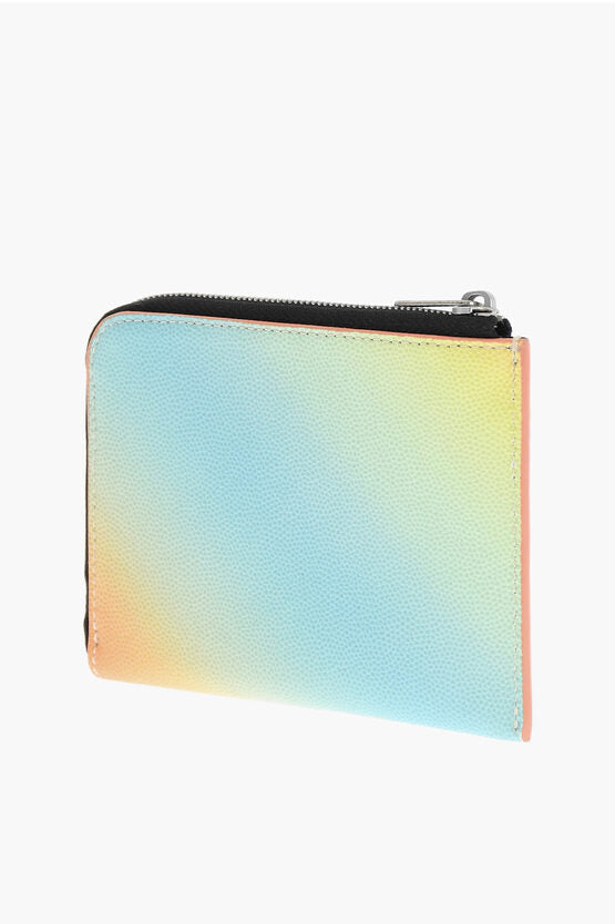 Palm Angels Gradient Effect Saffiano Leather Card Holder with Zip Closur