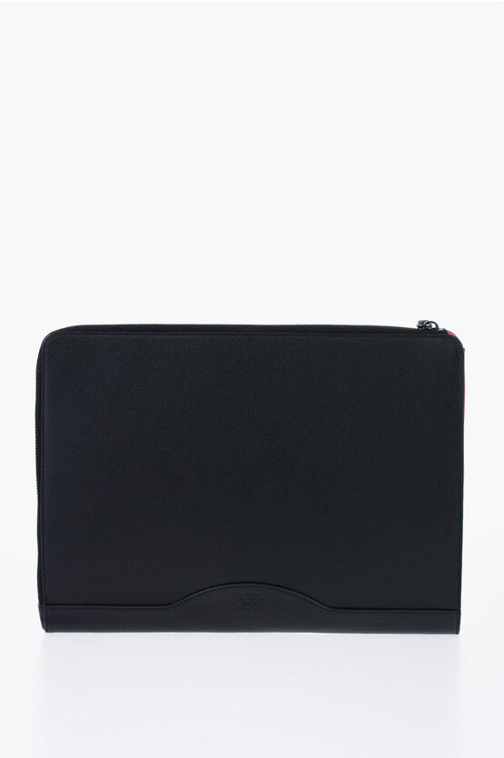 Christian Louboutin Grained Leather FOR RUI Clutch with Contrasting Trim