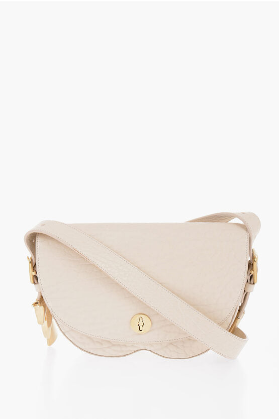 Burberry Grained Leather Satchel Bag with Asymmetric Hem