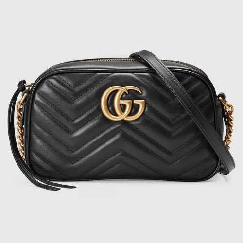 Gucci - Handbag - GUCCI GG Marmont small shoulder bag with gold - tone trim - 447632 DTD1D 1000 - Ask Me Wear