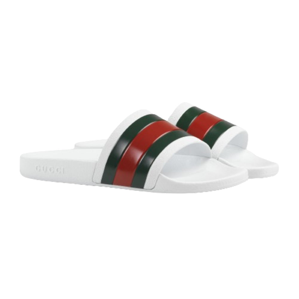 Shoes - Gucci Men's Web Rubber Slide Sandals - 8050843778 - Ask Me Wear