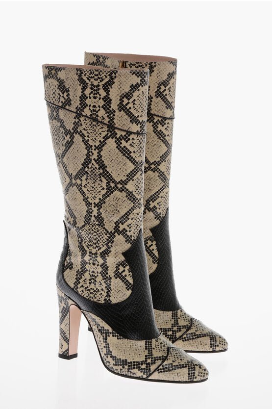 Shoes - Gucci Python Printed Leather Under - the - Knee Boots 11cm - 8104651071 - Ask Me Wear