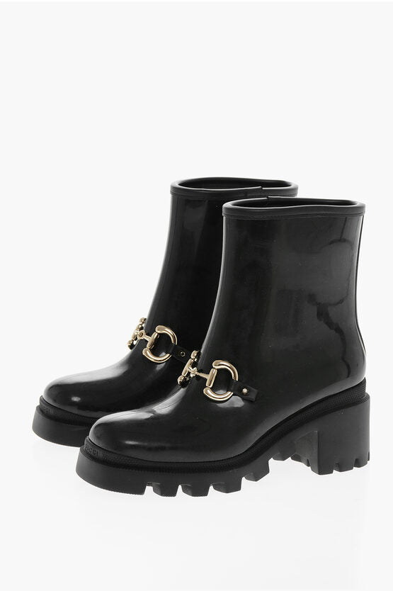 Shoes - Gucci Squared Toe DEMETRA Rubber Booties with Jewely Buckle 7cm - 8101596401 - Ask Me Wear