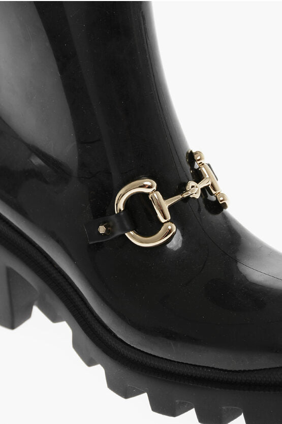 Shoes - Gucci Squared Toe DEMETRA Rubber Booties with Jewely Buckle 7cm - 8101596401 - Ask Me Wear