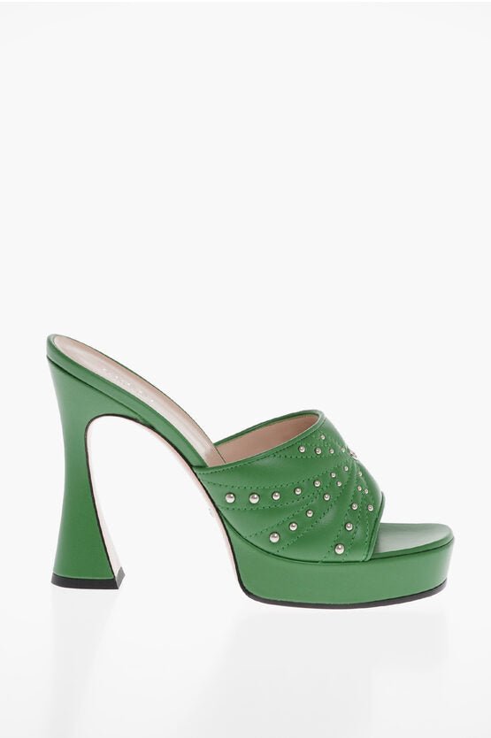 Shoes - Gucci Studded Leather CHARLOTTE Open Toe Mules 12cm - 8110351675 - Ask Me Wear