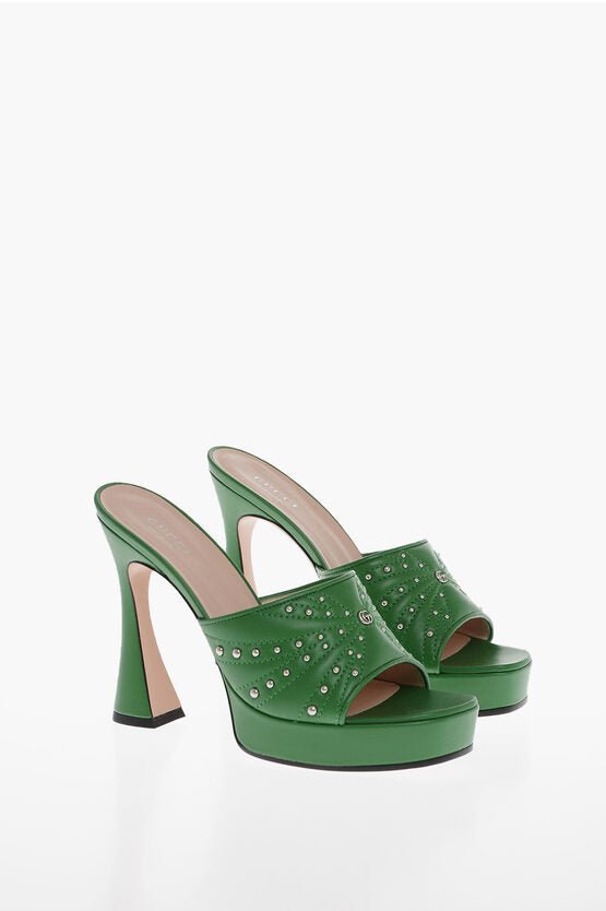 Shoes - Gucci Studded Leather CHARLOTTE Open Toe Mules 12cm - 8110351675 - Ask Me Wear